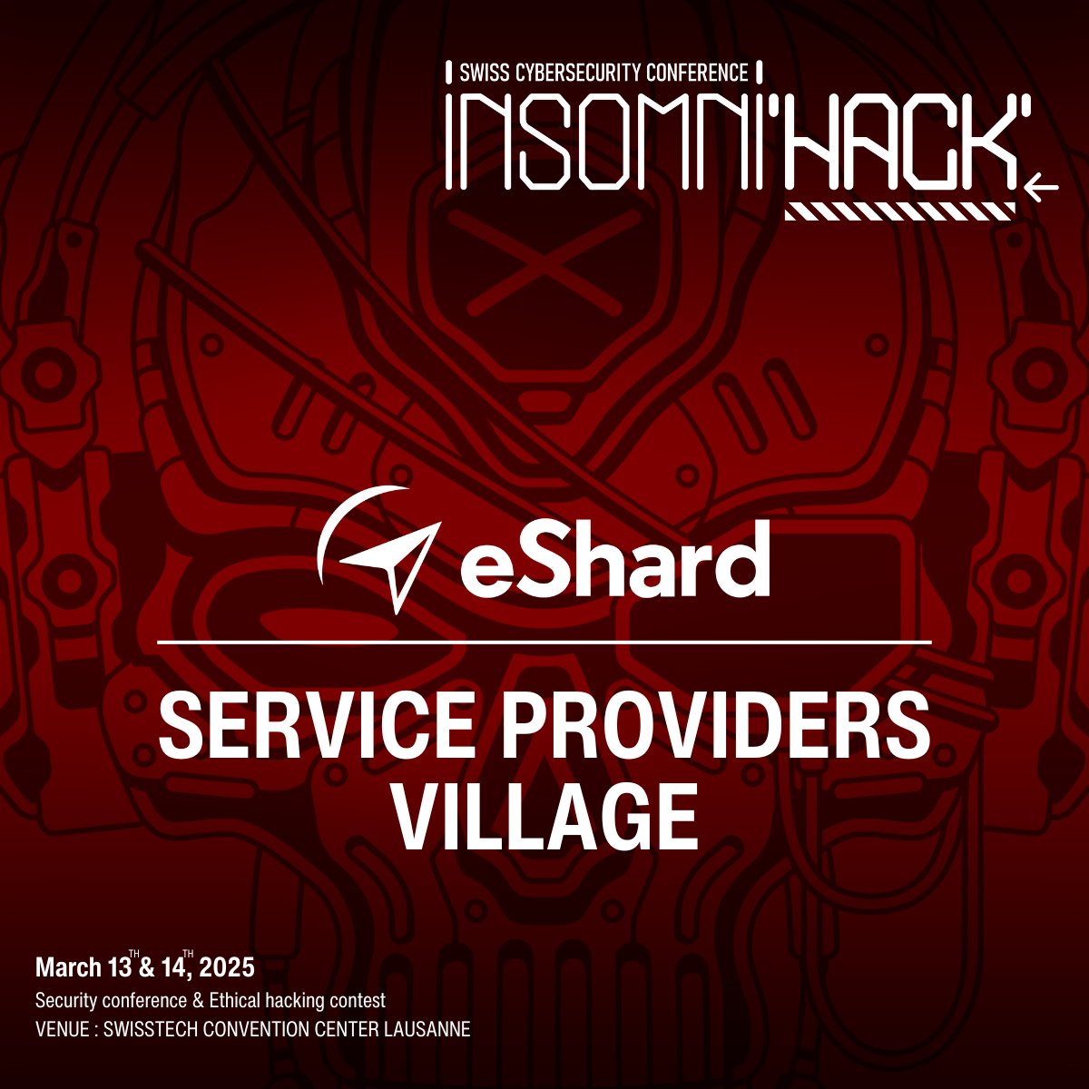 1ns0mn1h4ck's tweet photo. 🚨📢 Insomni'hack 2025

We are happy to welcome eShard to our Service Providers Village.

🤝 Big thanks to: Guillaume Vilcocq &amp; Adam Medragh.

 👉 Register here: https://t.co/8JWFCpDOqd

#INSO25 #Insomnihack #cybersecurity #eShard https://t.co/wd5jabgUy1