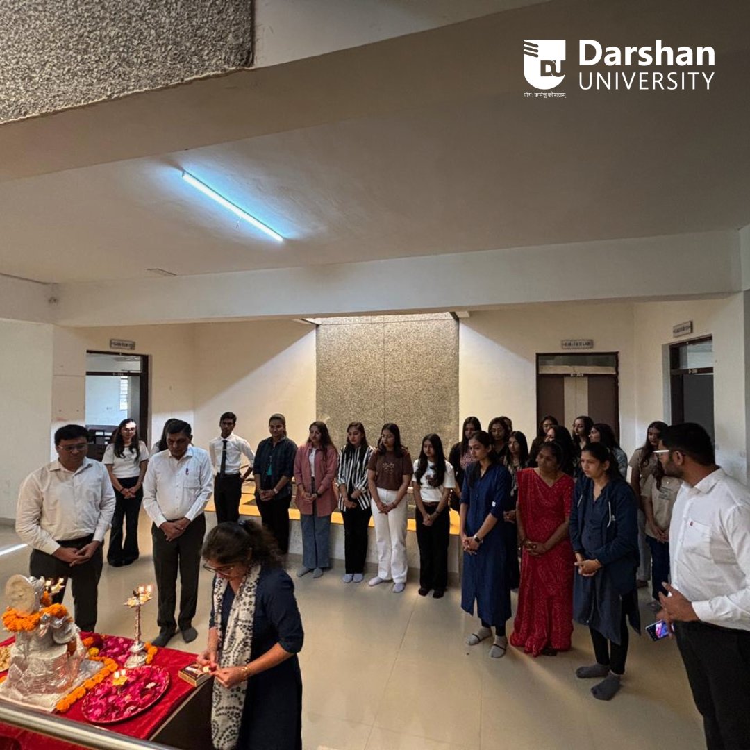 DarshanUniv's tweet photo. The Department of Microbiology at Darshan Institute of Science celebrated Vasant Panchami with devotion. The day began with Saraswati Puja, where we sought the Goddess of Learning's blessings for academic growth.
#VasantPanchami #SaraswatiPuja #CelebratingKnowledge https://t.co/qS92wIAx2N