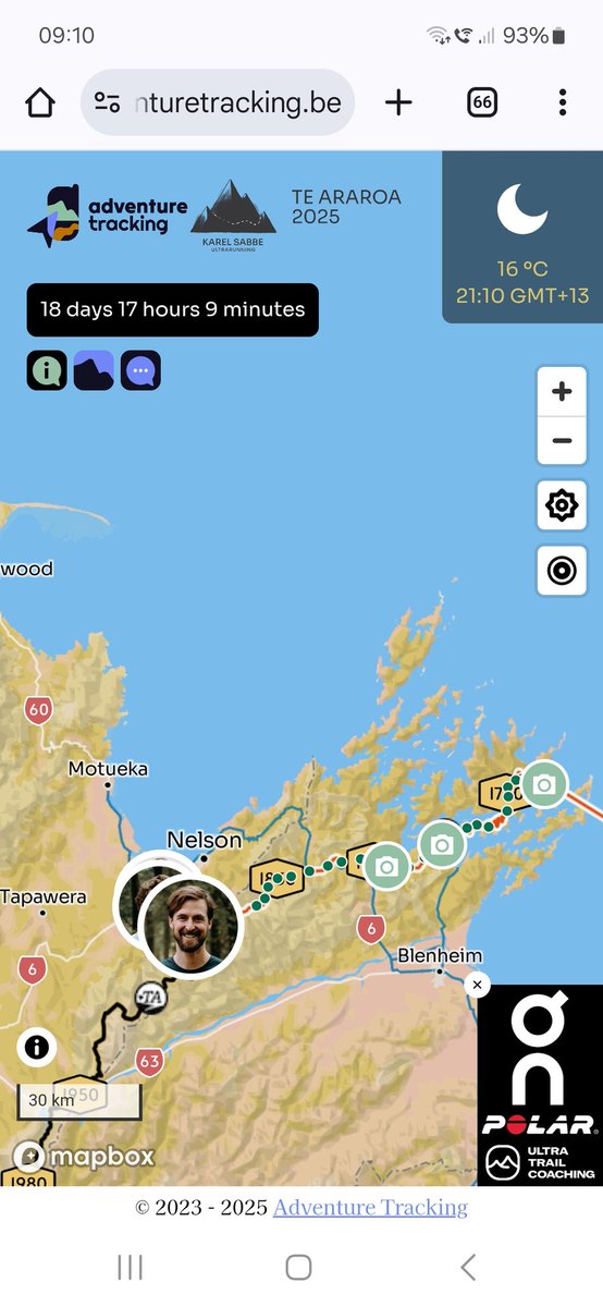 FrankDecorte's tweet image. Day 19 (104km) - 1865/3100km 
#KarelSabbe had to take a plane to go from north to south because it's was not possible to get the ferry in time. A huge effort of the crew to organise everything. Without a good crew no
#FKT on #TeAraroa