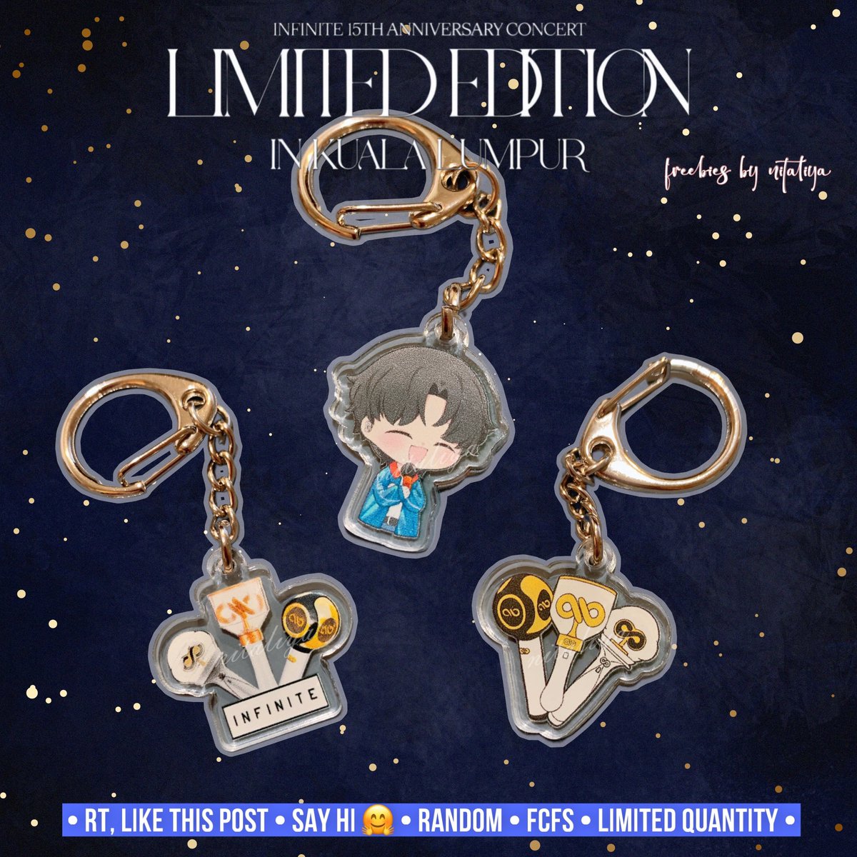 nitaliya's tweet photo. *•.¸♡ 𝘐𝘕𝘍𝘐𝘕𝘐𝘛𝘌 𝘓𝘐𝘔𝘐𝘛𝘌𝘋 𝘌𝘋𝘐𝘛𝘐𝘖𝘕 𝘐𝘕 𝘒𝘓 ♡¸.•*

✨Freebies✨ 

♾️ Yeobong Keyring (random) or 
♾️ Sungkyu Chibi Keyring (priority for gyutizen 🐹) 
♾️ Like, RT and show this tweet
♾️ Limited quantity (FCFS)

#INFINITEinKL #인피니트 #INFINITE
#15TH_ANNIVERSARY_CONCERT #LIMITED_EDITION #LIMITED_EDITION_IN_KualaLumpur