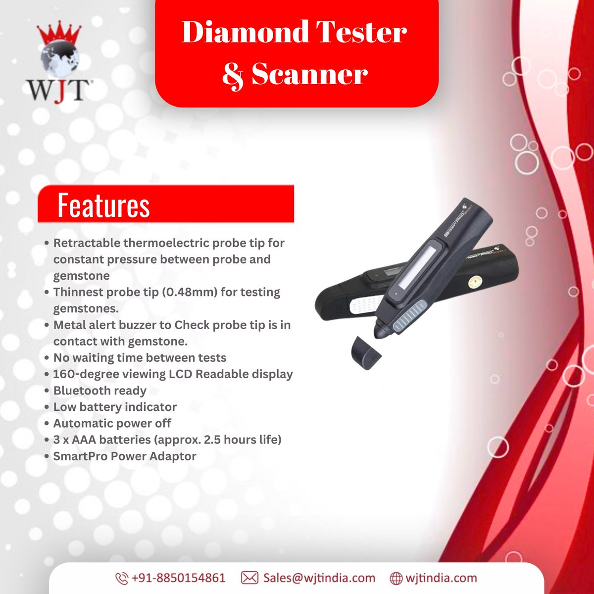 wjtindia's tweet image. Ensure your diamonds are real with our advanced Diamond Tester &amp;amp; Scanner! 

#wjt #trustedbrand #DiamondTester #JewelryScanner #WJTIndia #GemstoneTesting #JewelryTools #JewelerEssentials #GemstoneScanner #shinebright
