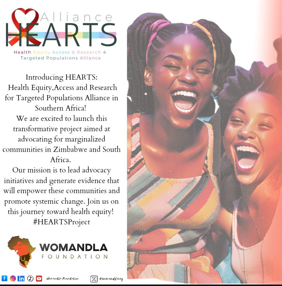 WoMandla Foundation (@womandlaorg) on Twitter photo We introduce to you the #HEARTS Project : health equity, access, and research for Targeted Populations Alliance in Southern Africa.
Stay in touch as we empower the community to promote change.
#forusgirls
#lbleedtoo
#SAFE
<a href="/Aidsfonds_intl/">Aidsfonds International</a>
@_ARASAcomms
<a href="/amplifyfund/">AmplifyChange</a> We introduce to you the #HEARTS Project : health equity, access, and research for Targeted Populations Alliance in Southern Africa.
Stay in touch as we empower the community to promote change.
#forusgirls
#lbleedtoo
#SAFE
<a href="/Aidsfonds_intl/">Aidsfonds International</a>
@_ARASAcomms
<a href="/amplifyfund/">AmplifyChange</a>