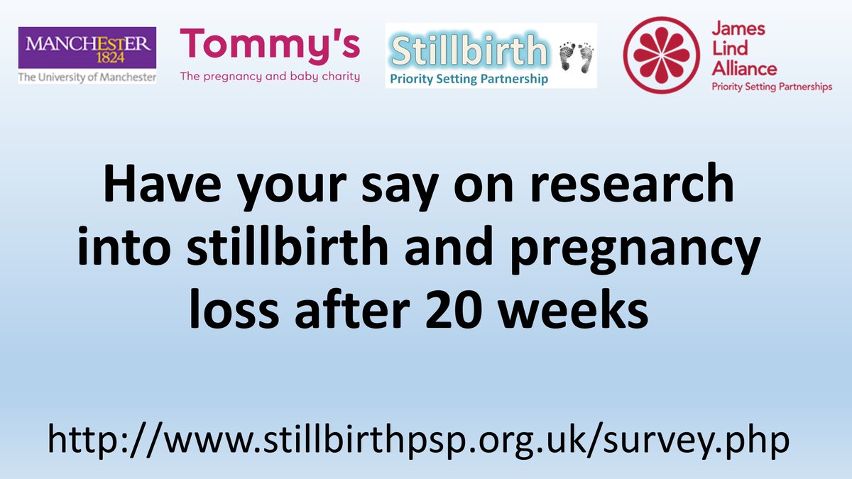 Alexander Heazell (@mcr_sb_research) on Twitter photo The Stillbirth Priority Setting Partnership (PSP) would like to ask UK-based parents, professionals and anyone affected by stillbirth, what you think are the important unanswered questions about stillbirth. Please complete the survey at tinyurl.com/2a3dase3 <a href="/MFH_Research/">Maternal & Fetal Health Research Centre</a> The Stillbirth Priority Setting Partnership (PSP) would like to ask UK-based parents, professionals and anyone affected by stillbirth, what you think are the important unanswered questions about stillbirth. Please complete the survey at tinyurl.com/2a3dase3 <a href="/MFH_Research/">Maternal & Fetal Health Research Centre</a>