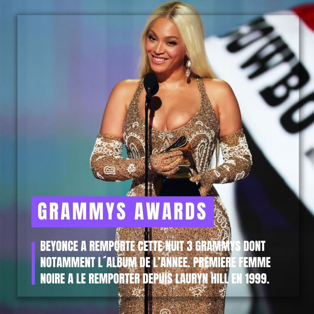 juice_hhg's tweet photo. Not Like Us a fait remporter 5 Grammys à Kendrick .. INCROYABLE 😱
Beyonce remporte enfin le prix de l’album de l’année 🏆🏆 https://t.co/szOyMsh49V