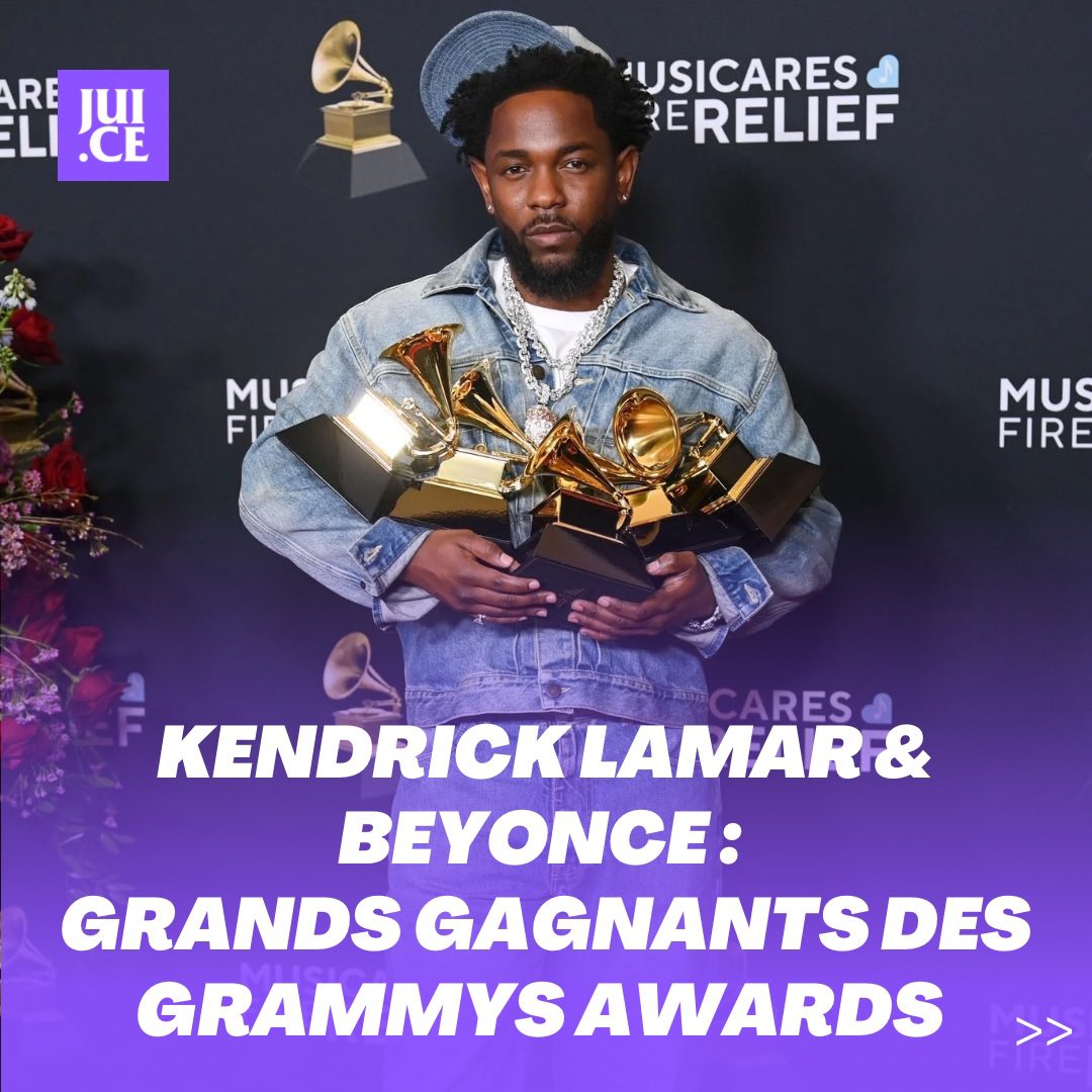 juice_hhg's tweet photo. Not Like Us a fait remporter 5 Grammys à Kendrick .. INCROYABLE 😱
Beyonce remporte enfin le prix de l’album de l’année 🏆🏆 https://t.co/szOyMsh49V