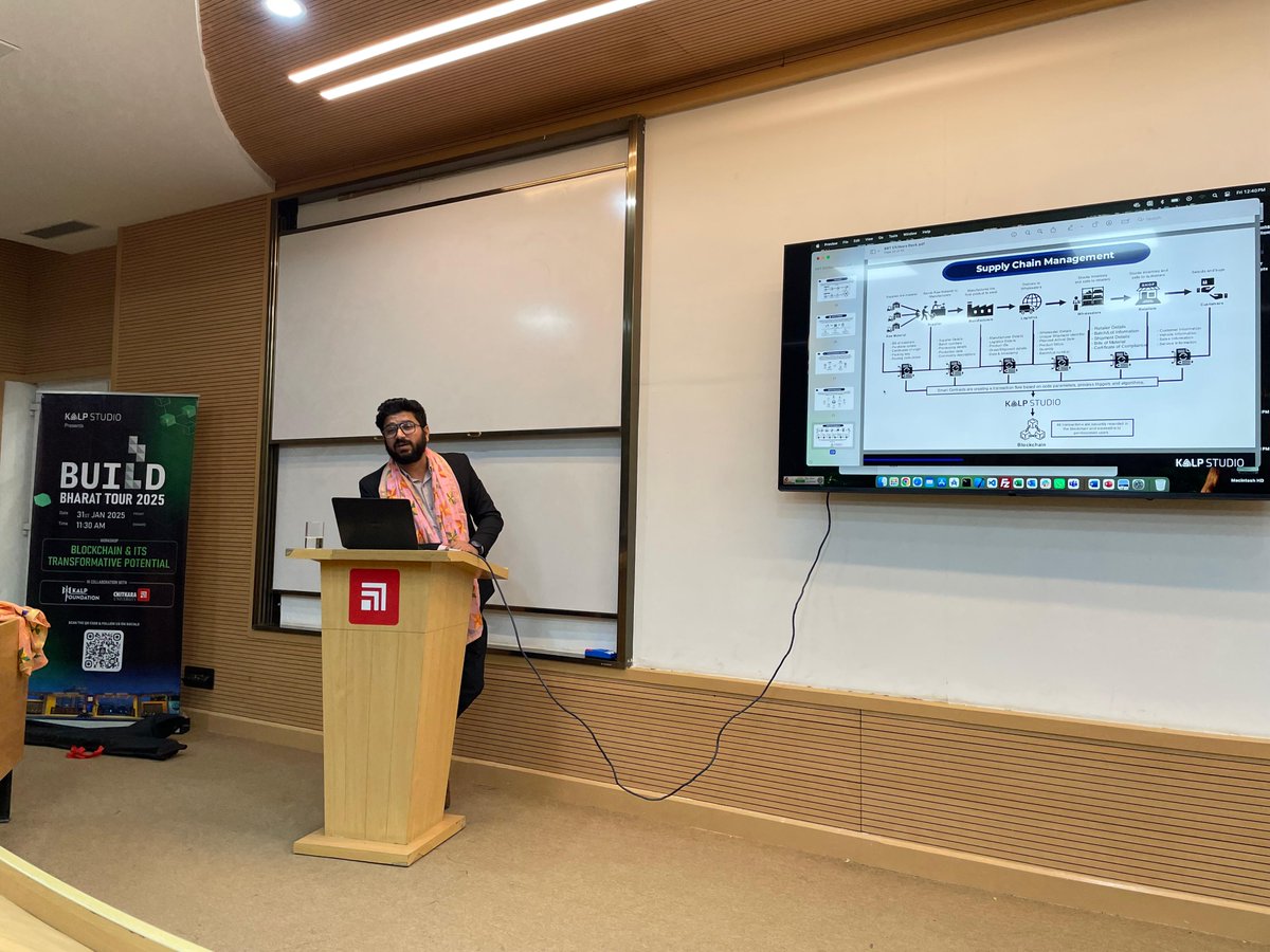 Kalp_Studio's tweet photo. 🎉 Success Unlocked at BUILD Bharat Tour 2025! 🌟

The workshop on "Blockchain & Its Transformative Potential" at Chitkara University, Chandigarh was an incredible success, and we couldn’t be more thrilled! 🚀

Students explored the fascinating world of blockchain technology, diving into its transformative potential and practical applications. 🌐 They gained valuable insights into how blockchain can revolutionize Supply Chain Management, and how KALP Studio and @Kalp_Official are bridging the gap by making these advancements accessible and impactful. 💡

A heartfelt thank you to @ChitkaraU for being such a fantastic venue partner and for creating an environment where innovation and learning thrive. 🙏

A big shoutout to the amazing participants for their energy and curiosity, and to our expert team—Davinder Kumar, Dipesh Nagpal, and Asjad Khan—for delivering an exceptional session that inspired everyone in the room. 🙌

This is just the beginning of what we can build together. Stay tuned for more exciting events on the BUILD Bharat Tour!

👉 Together, let’s continue to innovate and shape the future.

#SuccessStory #BUILDWithKALP #BlockchainWorkshop #ChitkaraUniversity #InnovationJourney #BlockchainInAction