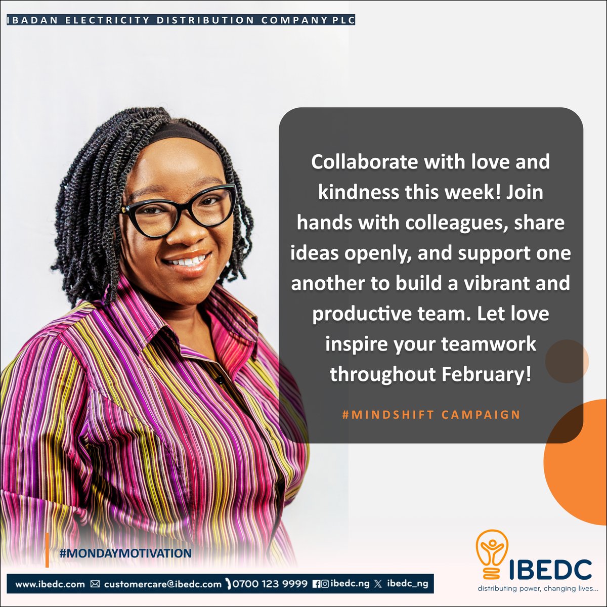 IBEDC_NG's tweet photo. Happy New Week! 🌟 Let’s collaborate with love, support one another, and make this week productive and inspiring. Together, we shine brighter! ❤️
#IBEDC #Teamwork #KindnessAtWork #Changinglives https://t.co/qp3BMGbK5U