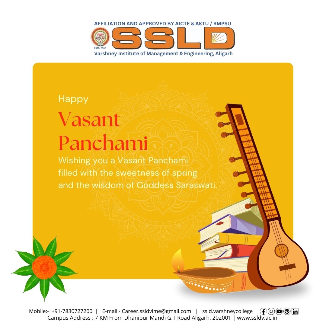 Basant Panchami, also known as Vasant Panchami, is a Hindu festival that marks the arrival of spring (Vasant Ritu) and is dedicated to Goddess Saraswati, the goddess of wisdom, learning, music, and arts.
#BasantPanchami #ssldvarshneycollege #college #aligarh