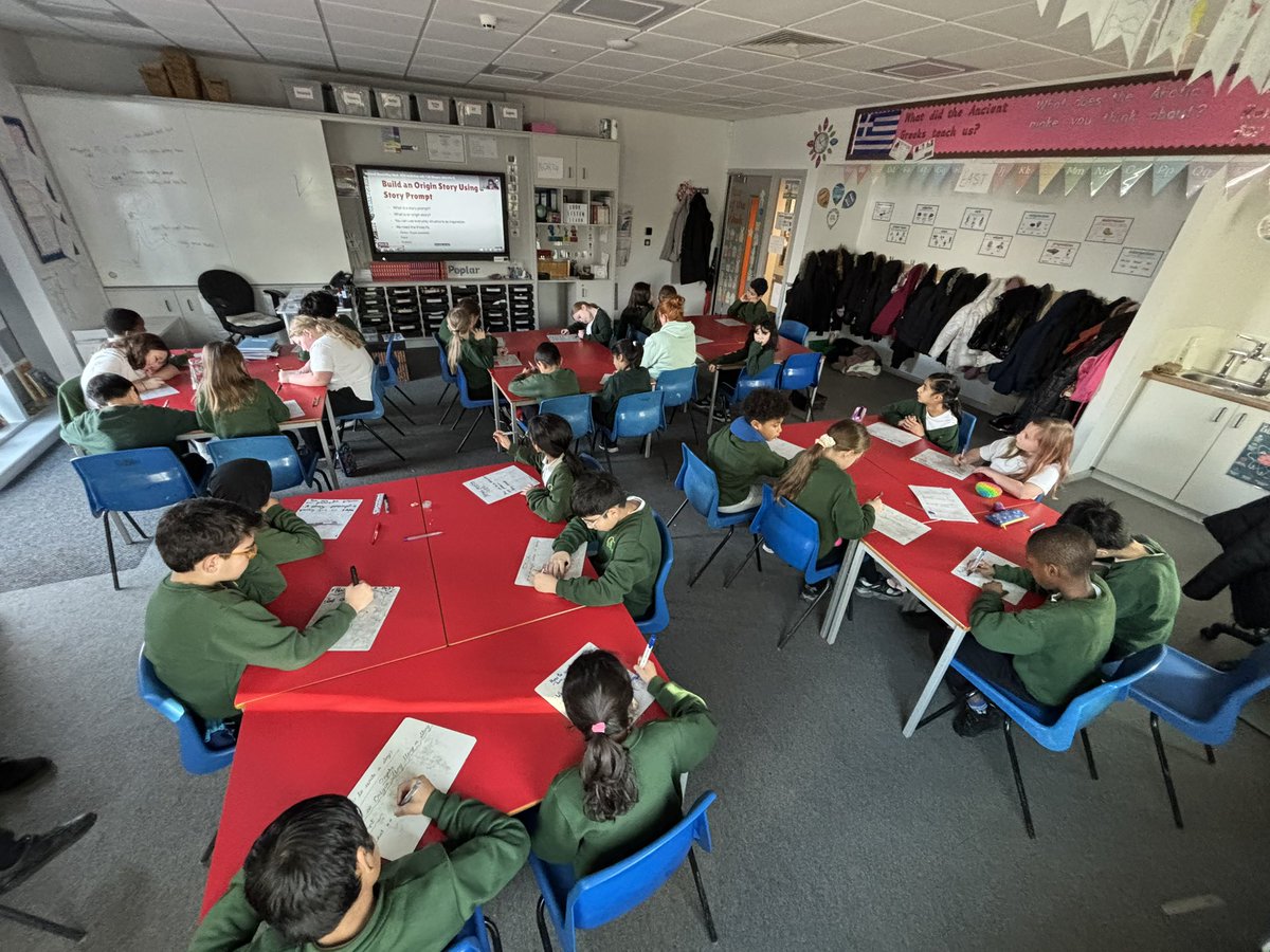 firsprimarysale's tweet photo. #Y4Poplar have started off #NationalStorytellingWeek by watching, creating characters, superpowers and friends and family to include in their story! Great start 💥 #firswriting https://t.co/K9Jbg1Pr2F