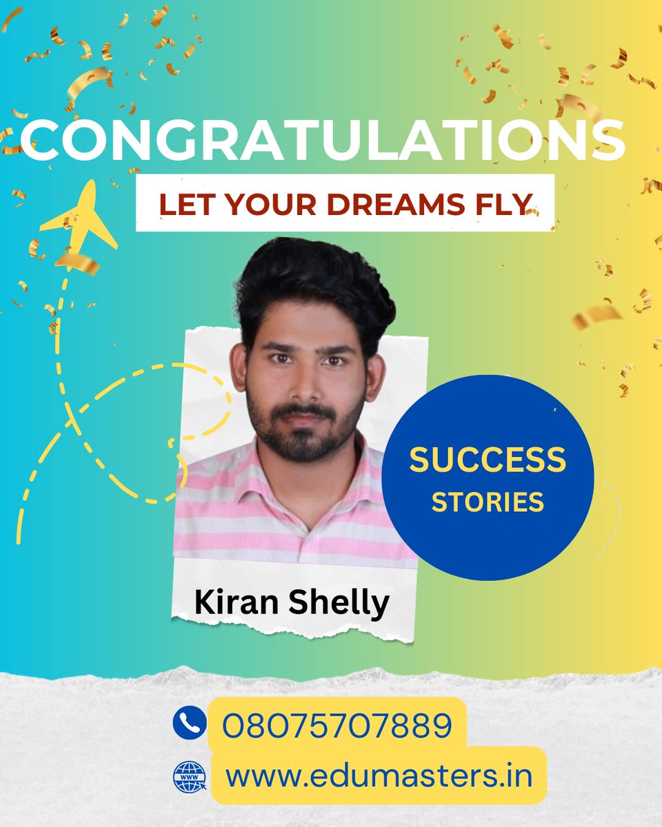 edumastersinfo's tweet photo. Congrats on starting your journey with Edu Masters! 🌍🎓 Keep striving, and your dreams will take flight! ✈️✨ #studyabroad #successstory #dreambig #edumasters https://t.co/iYw0kzNTNZ