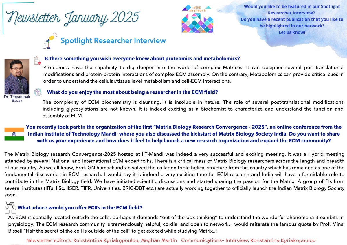 THEmeshwork (@themeshwork2020) on Twitter photo Our January newsletter is out now!!! Explore our discussion with <a href="/trayambakbasak/">Trayambak Basak</a> on cardiometabolomics and the dawn of Indian Matrix Bio Society, notable publications from our members & polls of the month, among others! Full calendar available here: themeshwork2020.wixsite.com/info/ecm-initi… Our January newsletter is out now!!! Explore our discussion with <a href="/trayambakbasak/">Trayambak Basak</a> on cardiometabolomics and the dawn of Indian Matrix Bio Society, notable publications from our members & polls of the month, among others! Full calendar available here: themeshwork2020.wixsite.com/info/ecm-initi…
