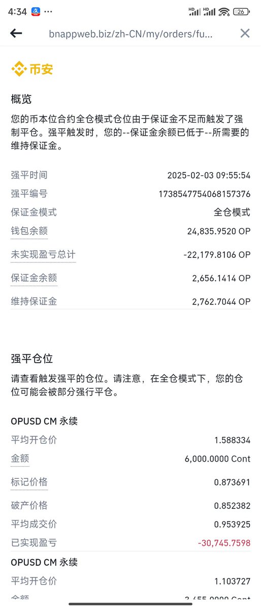 AlvinYa18's tweet photo. @CryptosLaowai 2万个op，3.6个以太。2倍杠杆都被爆了。将近4年的筹码，一时间全没了，还没缓过来 https://t.co/tsn3nSHfEk