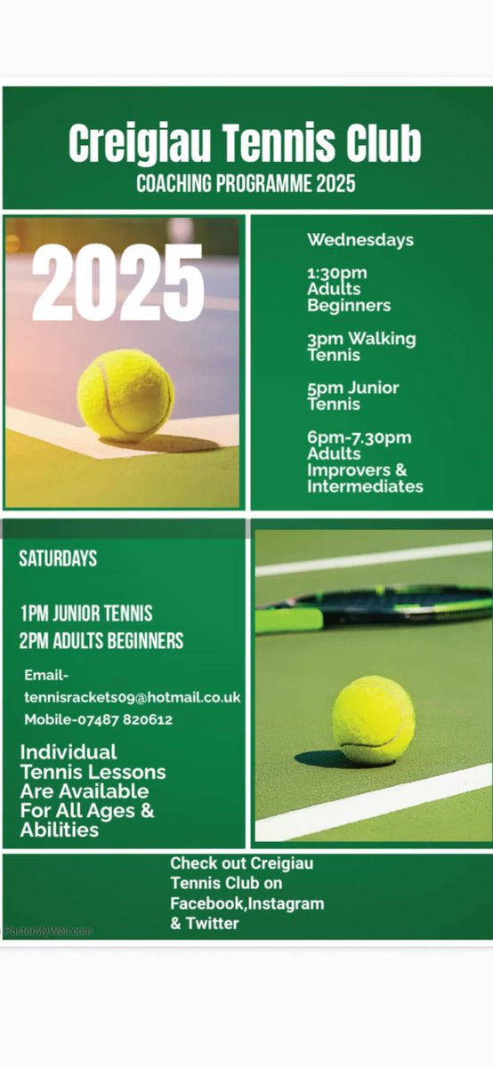 creigiautennis's tweet photo. Lots of tennis every Wednesday &amp; Saturday at Creigiau Tennis Club 🎾🏴󠁧󠁢󠁷󠁬󠁳󠁿🙌🏻

#creigiautennisclub #communityclub https://t.co/SqTlLcdGLj