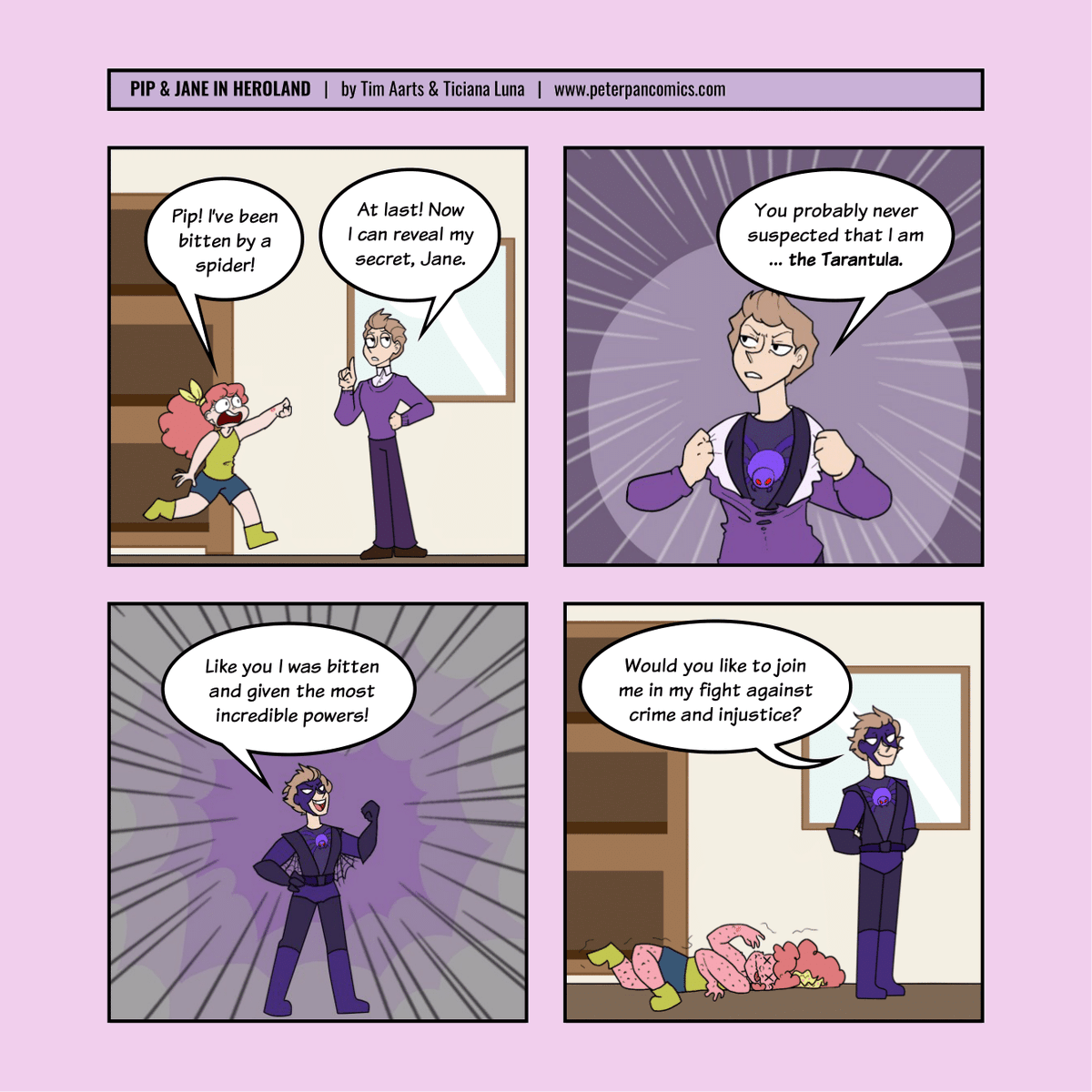 PeterPanComics's tweet photo. Results may vary ...

Read more Pip &amp; Jane - living, dead or otherwise - at https://t.co/SNJFu8Ds65. It's fun, free and good for your skin.

#pipandjane #superheroes #spiderman #spider #spiders #radioactivespider  #superheroparody #comics #webcomic #webcomics #parody https://t.co/MGMgItghqa