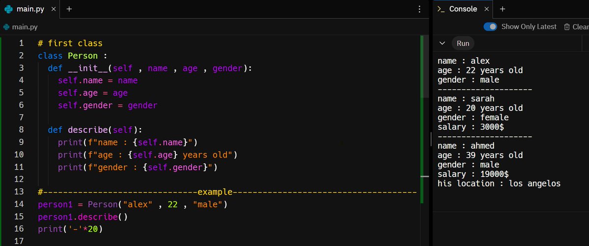 simple try 'OOP python'
#Coding 
#pythonlearning 
#programmer