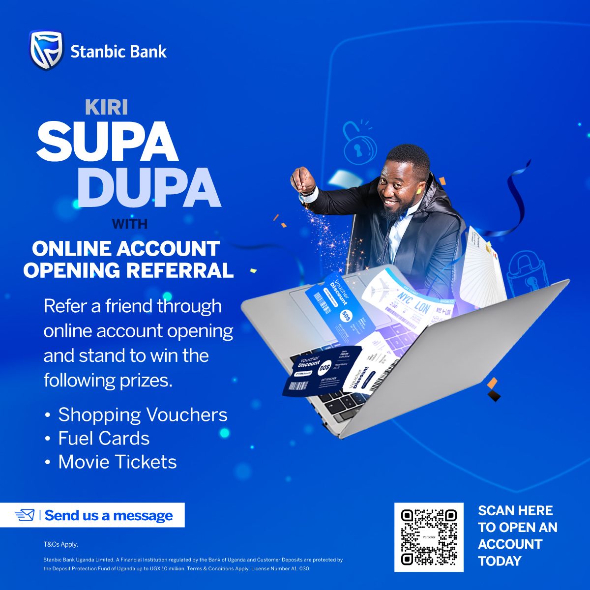 stanbicug's tweet photo. Refer a friend to open an account online and stand to win amazing prizes such as shopping vouchers, fuel cards, or movie tickets.

#SupaDupa