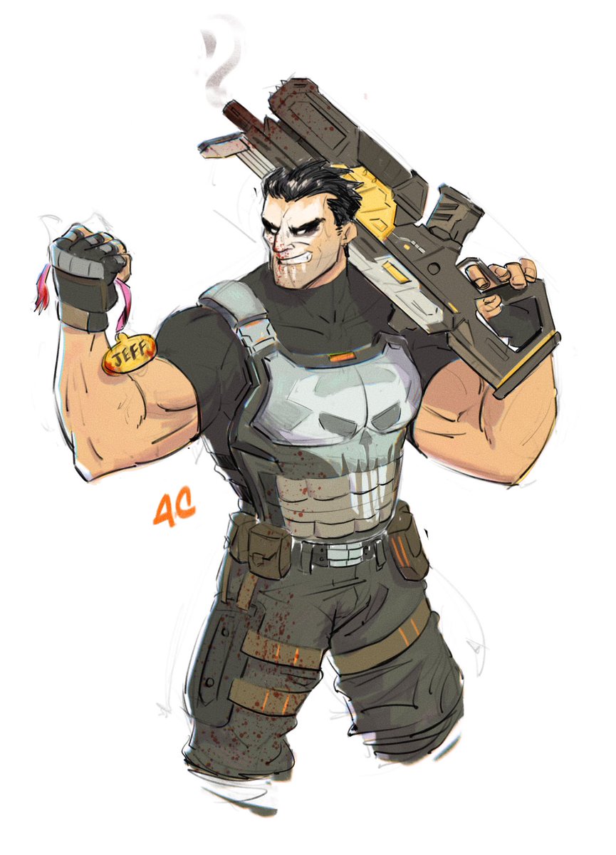 4irConditioner's tweet image. Punisher fanart! Been playing so much Rivals. I hate Jeff with every fibre of my being.