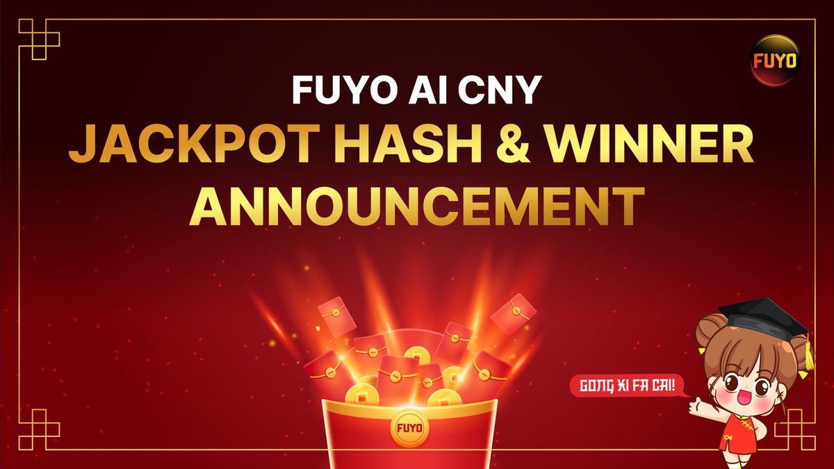 FuyoAI's tweet photo. 🧧GM and Happy CNY! The jackpot-hash draw result for Fuyo AI CNY is here!  

The ending 6 digit for the drawn jackpot-hash is “97fb88” ! 🔥
 
Head to TG game to check the result of your tickets and claim rewards! 💸