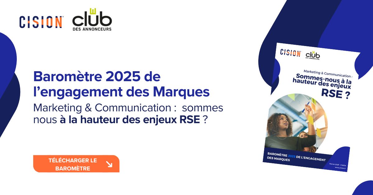 Cision France (@cisionfrance) on Twitter photo Pour la 5ᵉ édition du Baromètre de l’engagement des marques, Cision et le <a href="/Club_Annonceurs/">Club des Annonceurs</a> ont interrogé 436 professionnels du marketing et de la communication pour décrypter l’impact de la RSE sur leur métier en 2025.
🔗: bit.ly/4aFVa41 Pour la 5ᵉ édition du Baromètre de l’engagement des marques, Cision et le <a href="/Club_Annonceurs/">Club des Annonceurs</a> ont interrogé 436 professionnels du marketing et de la communication pour décrypter l’impact de la RSE sur leur métier en 2025.
🔗: bit.ly/4aFVa41