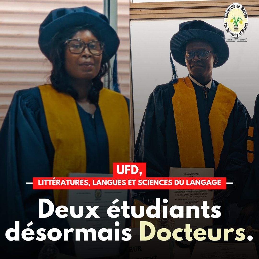 Université de Maroua (@univmaroua) on Twitter photo #Éducation
Bognare Jean et Wassinwa Laure, ont soutenu avec succès leur thèse de Doctorat Ph.D ce dimanche 02 février 2025 au CRTÉ sur le Campus de Kongola-Djoulgouf-Kodek.
<a href="/idrissoualioum/">Pr Idrissou Alioum</a>
<a href="/MinesupCmr/">MINESUP Cmr-Officiel</a> #Éducation
Bognare Jean et Wassinwa Laure, ont soutenu avec succès leur thèse de Doctorat Ph.D ce dimanche 02 février 2025 au CRTÉ sur le Campus de Kongola-Djoulgouf-Kodek.
<a href="/idrissoualioum/">Pr Idrissou Alioum</a>
<a href="/MinesupCmr/">MINESUP Cmr-Officiel</a>