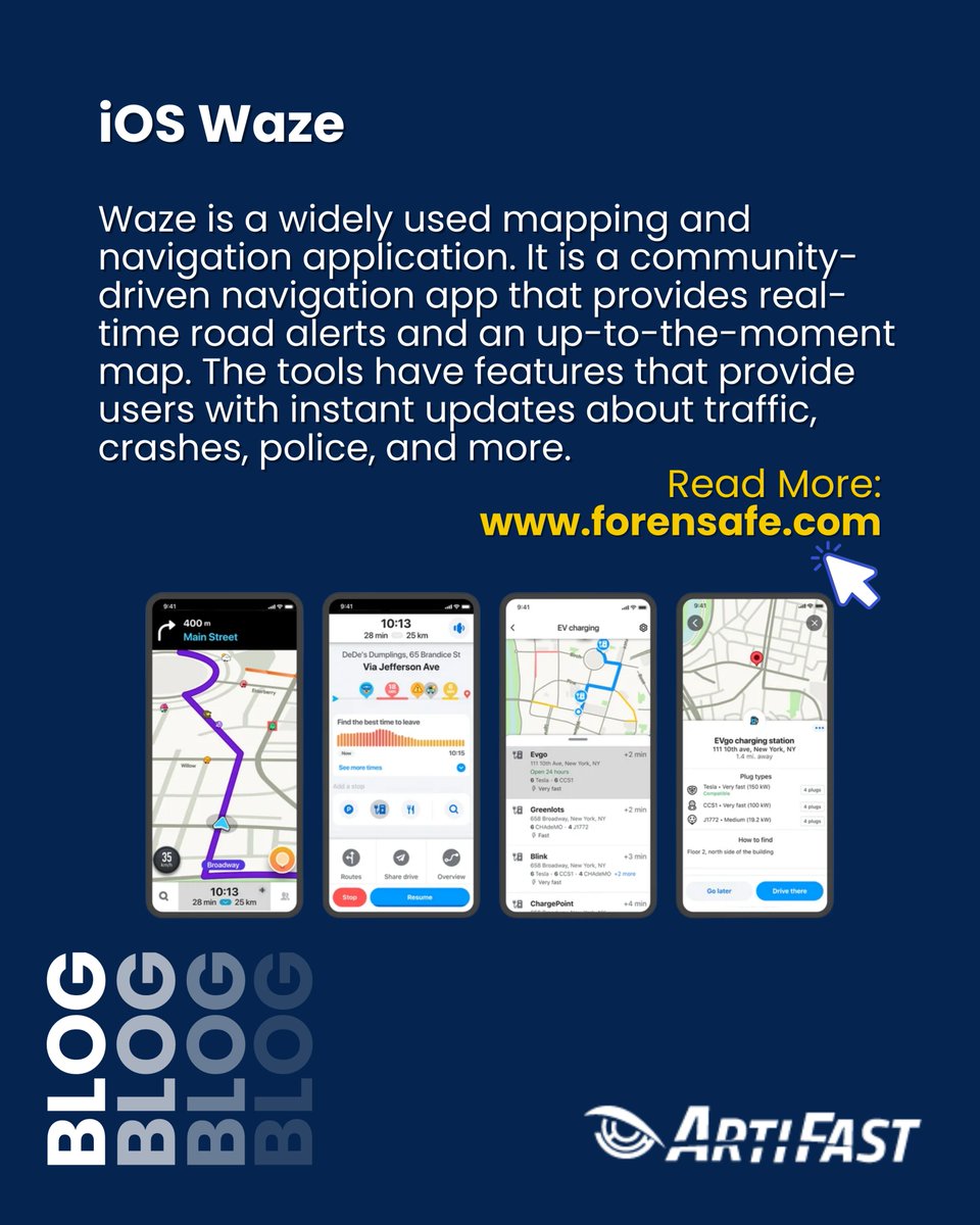Forensafe's tweet photo. iOS Waze
Waze is a widely used mapping and navigation application. It is a community-driven navigation app that provides real-time road alerts and an up-to-the-moment map.
Read More: https://t.co/SDJF8xjX6B
#Forensafe #Artifast #Forensics #Wase #IOS https://t.co/6zPFPmBOgl