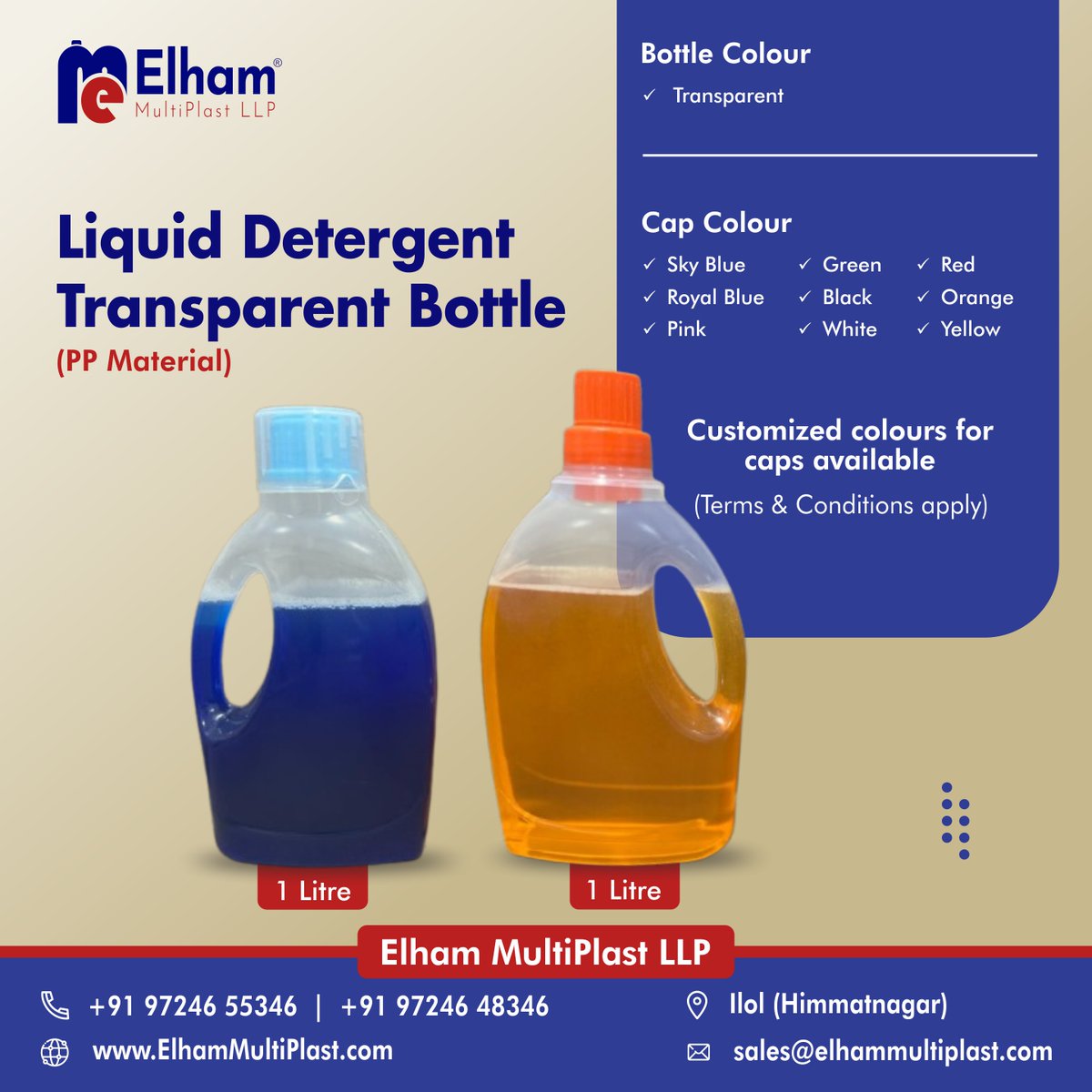 ElhamMultiPlast's tweet photo. Elham MultiPlast LLP proudly presents India's FIRST fully transparent Liquid Detergent Bottles!

📷 Name: 1 Litre Transparent Liquid Detergent Bottle
📷 Material: PP 
📷 Cap Options: Available in 2 different types
📷 Bottle Color: Fully Transparent
📷 Cap Colors: Any https://t.co/vSNQvadwGz