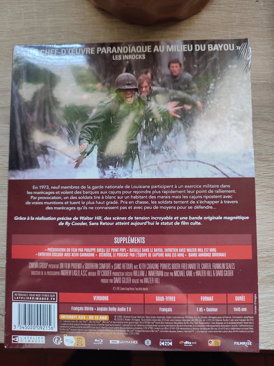 PapaFritas74's tweet photo. Réception du blu-ray #4k d'un des meilleurs films de #WalterHill !! #SansRetour !! Édition @latelierdimages https://t.co/uE6iPQdQb8
