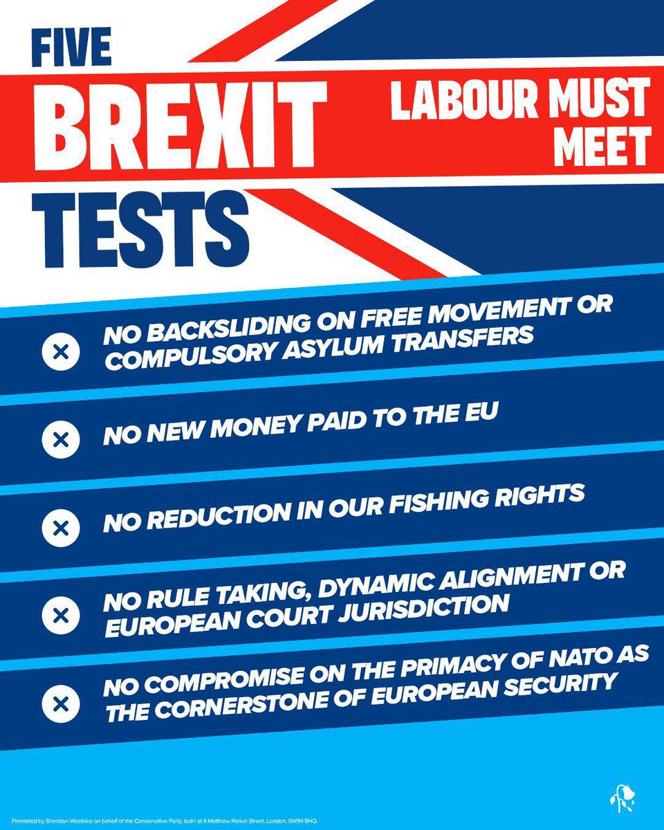 KemiBadenoch's tweet image. Keir Starmer is back in Brussels. He risks restarting the Brexit wars under the pretense of closer ties with the EU.

I’ve set five tests to ensure he doesn’t undo Brexit.  
 
Under my leadership, Conservatives will always stand up for Britain and fight for our hard-won freedoms.