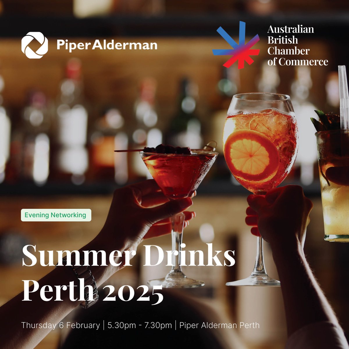 BritishChamber's tweet image. ☀️ Don&apos;t miss out! Our Summer Drinks at Piper Alderman&apos;s office are just 2 days away! 🥂 Connect with fellow Members, learn about upcoming events (including our nearly sold-out IWD Breakfast!), and network with industry leaders.

#perthnetworking #perthevents