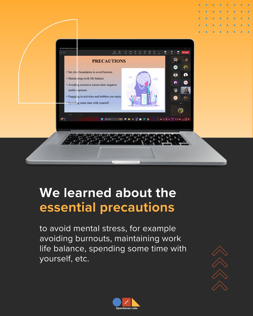 OpenSenseLabs's tweet image. Mind Matters! 🧠

At #OpenSenseLabs, we recently stepped towards better mental health with an insightful #awareness session by Simran Parekh.

We learned to spot #signsofstress, maintain balance, 
&amp;amp; nurture meaningful relationships.

Let's prioritize mental well-being together!💙