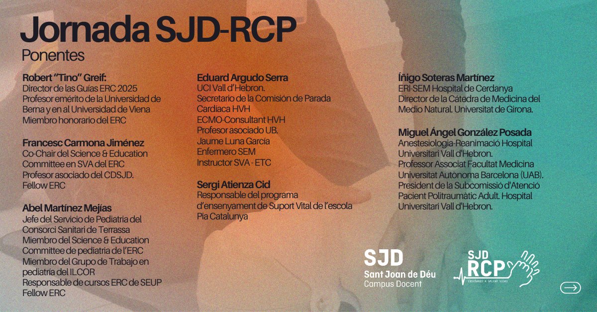 📢 12 de març - Dia de l’Instructor i la Jornada <a href="/SJD_RCP/">SJD RCP</a>  al CDSJD! Una trobada imprescindible per a la formació i innovació en suport vital amb sessions pràctiques i taules rodones d’experts en RCP. 📩 Per a info i inscripcions 👉 shorturl.at/FDMiV