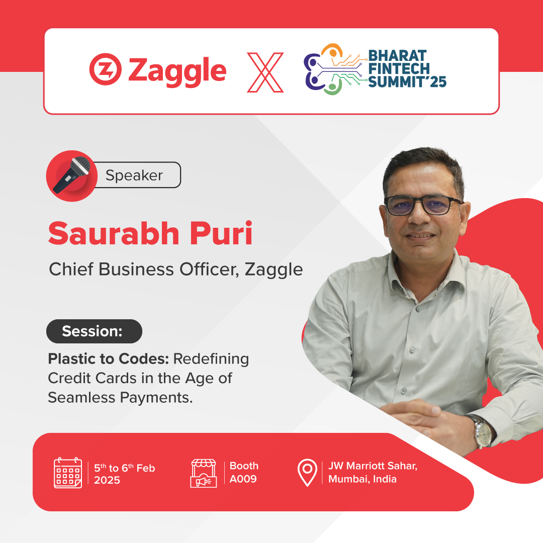 Join Mr. Saurabh Puri (CBO, #Zaggle) and top industry experts at the #BharatFinTechSummit for a discussion on the evolution of credit cards in the digital age. Explore how tech is reshaping the industry with key insights from leaders in #FinTech.
.
#ZaggleAtBFS2025 #BFS2025
