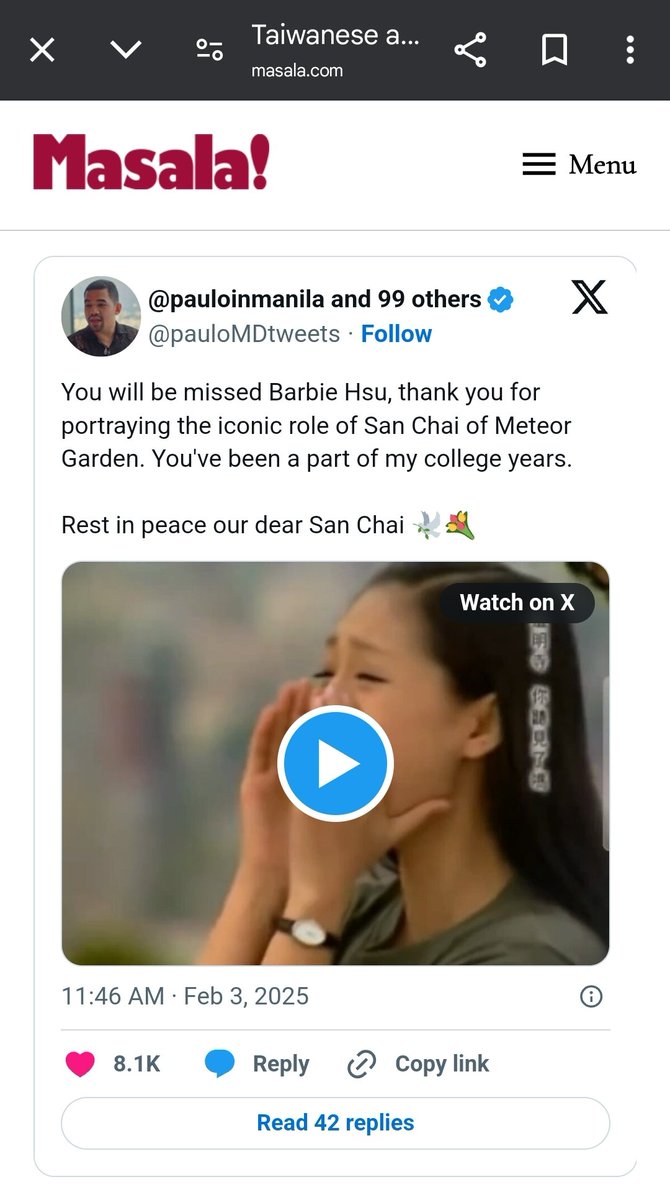 pauloMDtweets's tweet photo. Thank you/Shukran @masalauae we will miss Barbie Hsu, she was an icon during the early 2000 for us for #MeteorGraden 

LINK: https://t.co/5xGuQAT9hF https://t.co/ztusWu4XT0