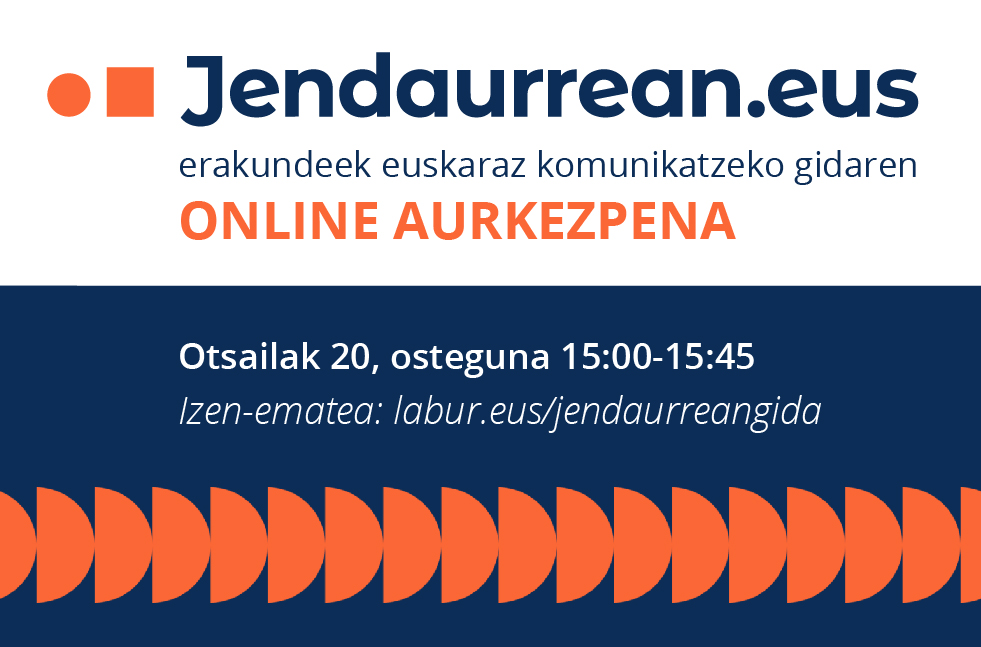 jendaurrean.eus erakundeek euskaraz komunikatzeko gidaren online aurkezpen laburra otsailaren 20an

ℹ️Informazioa:
soziolinguistika.eus/eu/2025/02/03/…

📋Izen-ematea:
labur.eus/jendaurreangida