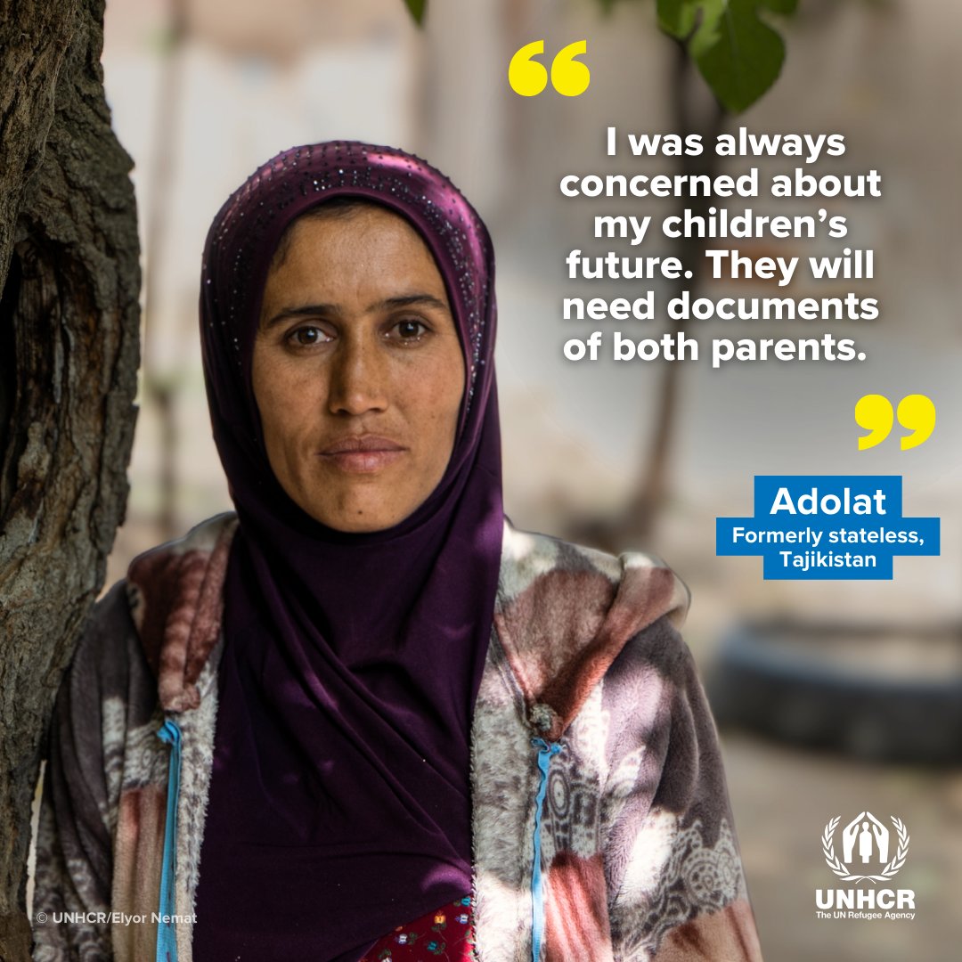 UNHCRAsia's tweet photo. After living on the margins of society for most of their lives, nearly 220,000 people including Adolat, were granted nationality by Central Asian states over the past decade. 
Read: https://t.co/5orvPbM1G0 #endingstatelessness #iBelong #stateless https://t.co/mcGFaaeiz4