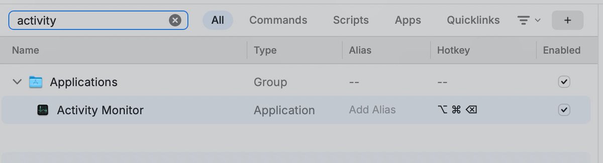 progremir's tweet image. "Activity monitor" is such a bad name that i made a cmd+alt+delete shortcut for it, cause i keep forgetting it