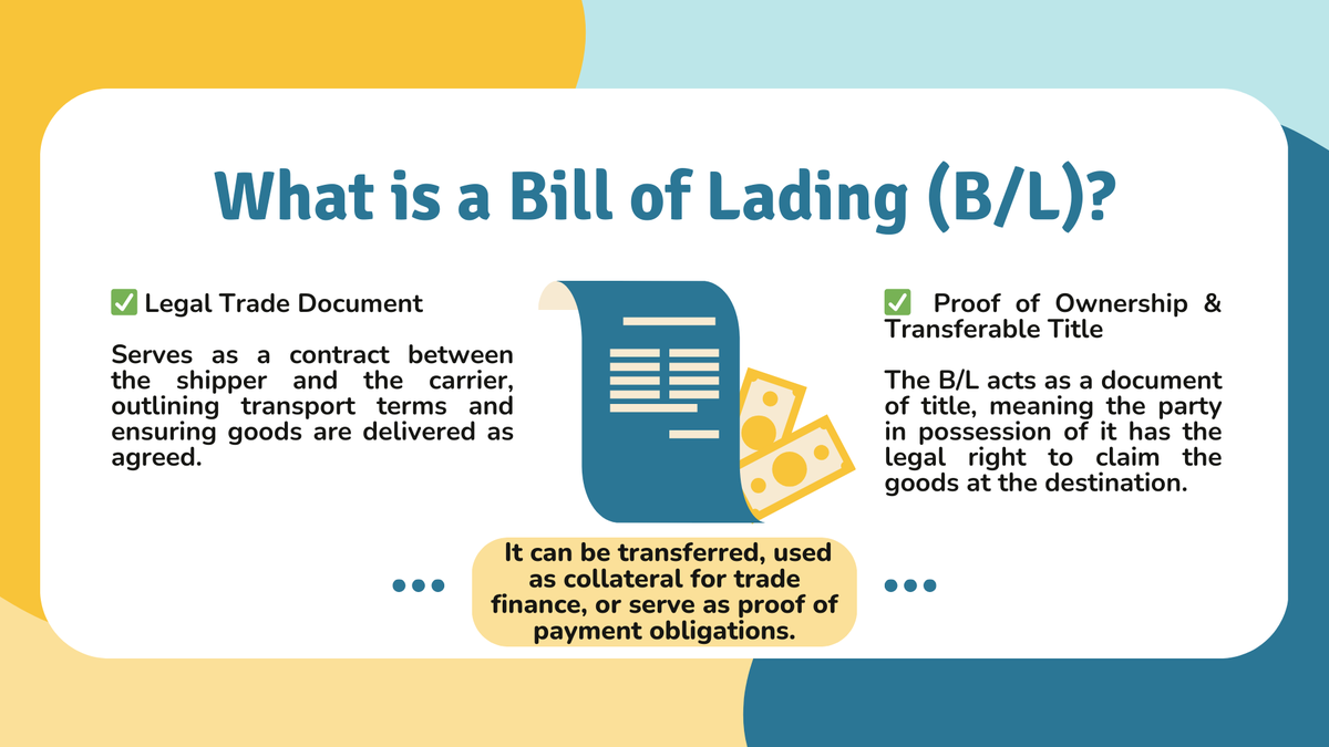 eteutech's tweet photo. The Bill of Lading (B/L) – Backbone of Global Trade & Why It’s Time for Change 🧵
1/ 🌍 What is a Bill of Lading (B/L)?
A B/L is the foundation of global trade. Issued by carriers, it’s a legal document that:
✅ Confirms receipt of goods (Receipt)
✅ Serves as proof of ownership (Title Document)
✅ Defines transport terms (Contract of Carriage)
Without it, trillions in trade would grind to a halt 🚢📜
#tradefinance #trade #eTEU