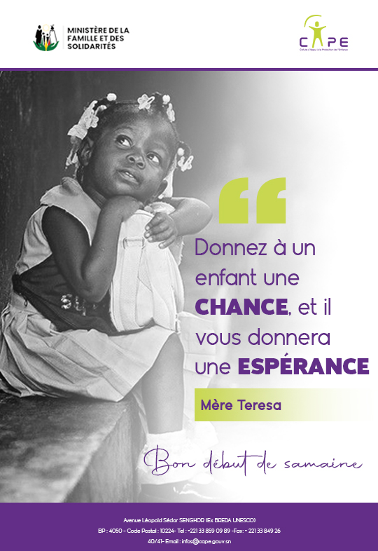 Donnez à un enfant une chance, et il vous donnera une espérance !
Que cette semaine soit remplie de bienveillance, de solidarité et d'engagement pour un avenir meilleur !
💬Et vous, quelle est votre source d'espérance ? Partagez avec nous en commentaire !
#Solidarité #Capesénégal