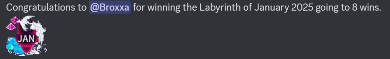 Duelystgg's tweet photo. Congratulations to Broxxa for winning the Labyrinth of January 2025 going to 8 wins.
#duelyst #duelystGG #gamedev #videogame https://t.co/6V3RBFwaii