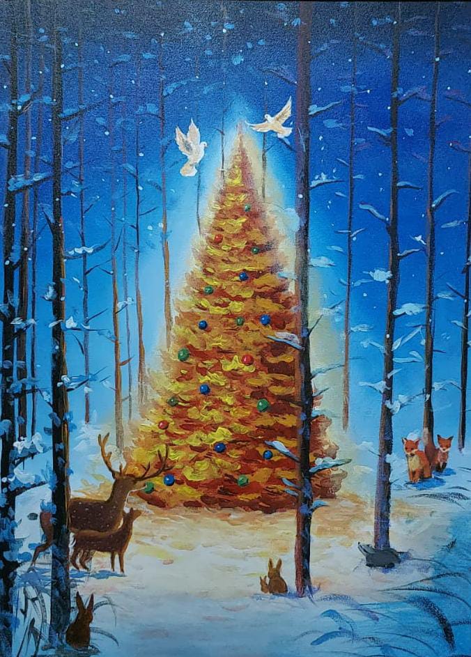 LightyStrm's tweet photo. @artcrush @tania_rivilis Christmas tree 

I painted this on canvas https://t.co/YIsxxuVuQu