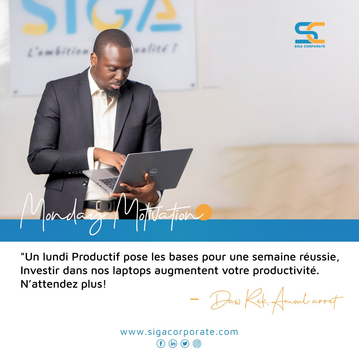 CorporateSiga's tweet photo. Bonne semaine à tous!
Amoul arrêt, daw rek di avancééé and ak yen ✨ !
Nous sommes là, pour vous accompagner dans tous vos projets #mobilierdebureau #informatique
#mondaymotivation #sigacorporate #sigamotivation https://t.co/Vek00Y2LGu