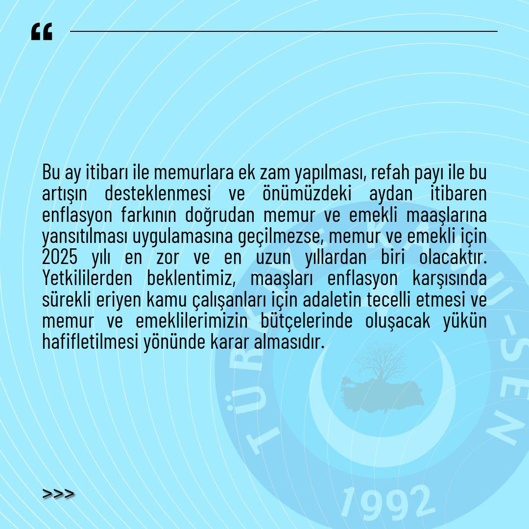 📢 MEMUR VE EMEKLİYE VERİLEN ALTI AYLIK ZAM OCAK ENFLASYONUYLA TÜKENDİ❗️

TÜİK, ocak ayına ilişkin enflasyon rakamlarını açıkladı. Buna göre ülkemizdeki mal ve hizmet fiyatları geçtiğimiz ay içinde ortalama %5,03 oranında yükseldi. Ocak ayında yıllık TÜFE %42,12 olurken bu