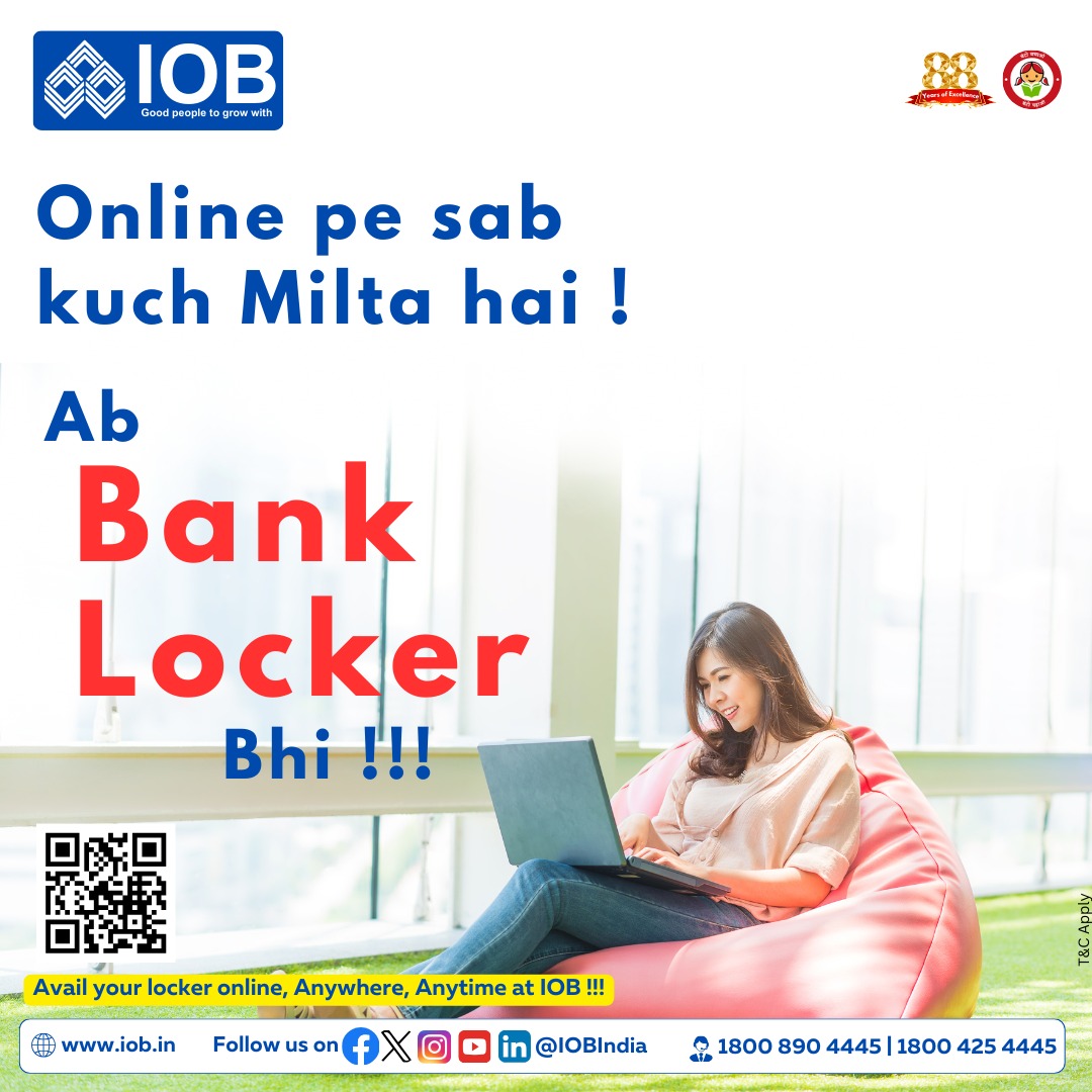 IOBIndia's tweet photo. ✨ Enjoy the convenience of securing your valuables with IOB's Online Locker Allotment Facility! Choose your preferred branch from anywhere in India, and see available lockers at your fingertips. Safe, simple, and secure! 🏦🔑 #IOBLockers #BankingMadeEasy #SecureYourValuables #IOBOnlineLocker
Apply now:
https://t.co/hHRQPU1Xa9
#IndianOverseasBank #IOB #DFS #RBI #NRI #locker #banklocker #safedepositlocker