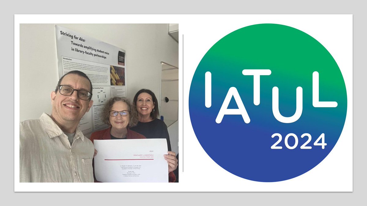 IATUL (@iatulorg) on Twitter photo 🏆 Celebrating the Irmgard Lankenau Poster Prize 2024 Winners: Andre Breedt, Kate Absolum & Vanessa van der Ham (<a href="/AUTuni/">AUT University</a>) won for their poster: "Striving for Ako: Amplifying Student Voice in Library-Faculty Partnerships."👏bit.ly/40IeRTZ #IATULNZ2024 🏆 Celebrating the Irmgard Lankenau Poster Prize 2024 Winners: Andre Breedt, Kate Absolum & Vanessa van der Ham (<a href="/AUTuni/">AUT University</a>) won for their poster: "Striving for Ako: Amplifying Student Voice in Library-Faculty Partnerships."👏bit.ly/40IeRTZ #IATULNZ2024