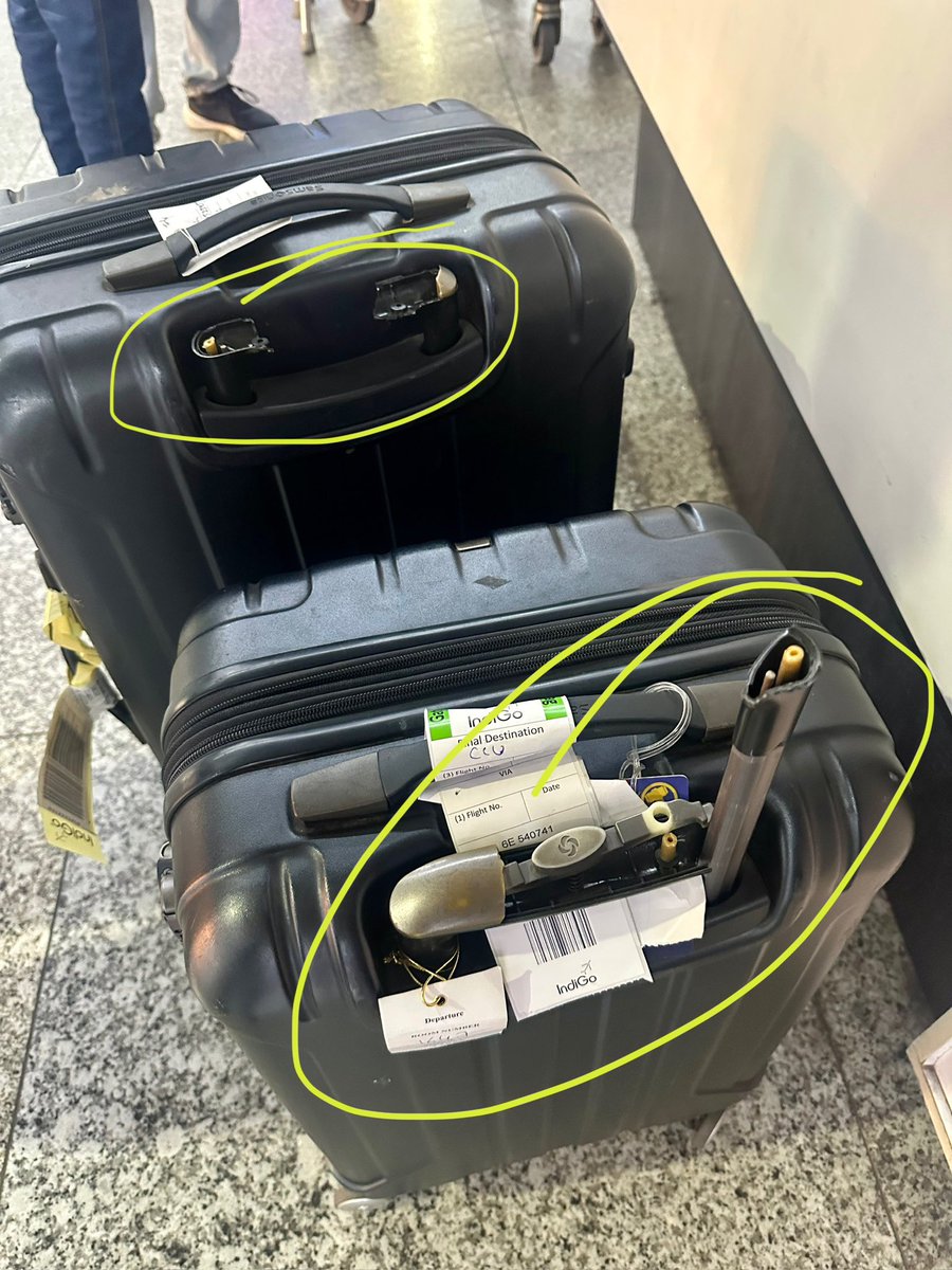akashmathran22's tweet photo. @DrDatta_AIIMS Look at the condition of luggage. Handles broken, crack on the luggage body. They offered 2k per bag. Now Samsonite says the same handle not available and the suitcases cannot be repaired. Don’t know what to do with these now https://t.co/UP8KDMBoXF