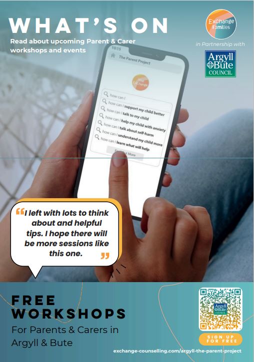 ArgyllButeEPS's tweet photo. A range of workshops is available for Parents and Carers - see below for information. Sign up using the QR code or visit https://t.co/htZFY8Qpi3 https://t.co/9FnOCFc1fR