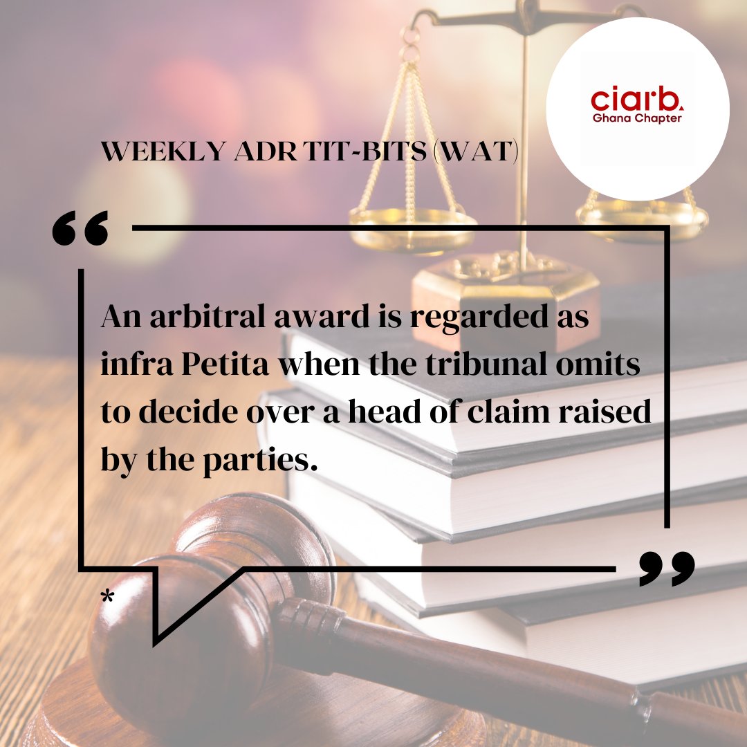 Infra petita is a Latin Phrase that translates to “beyond the petition“ or “less than what was sought".

Kindly tap on the link below for more :

linkedin.com/posts/charted-…

#wat
#ciarb
#ciarbgh