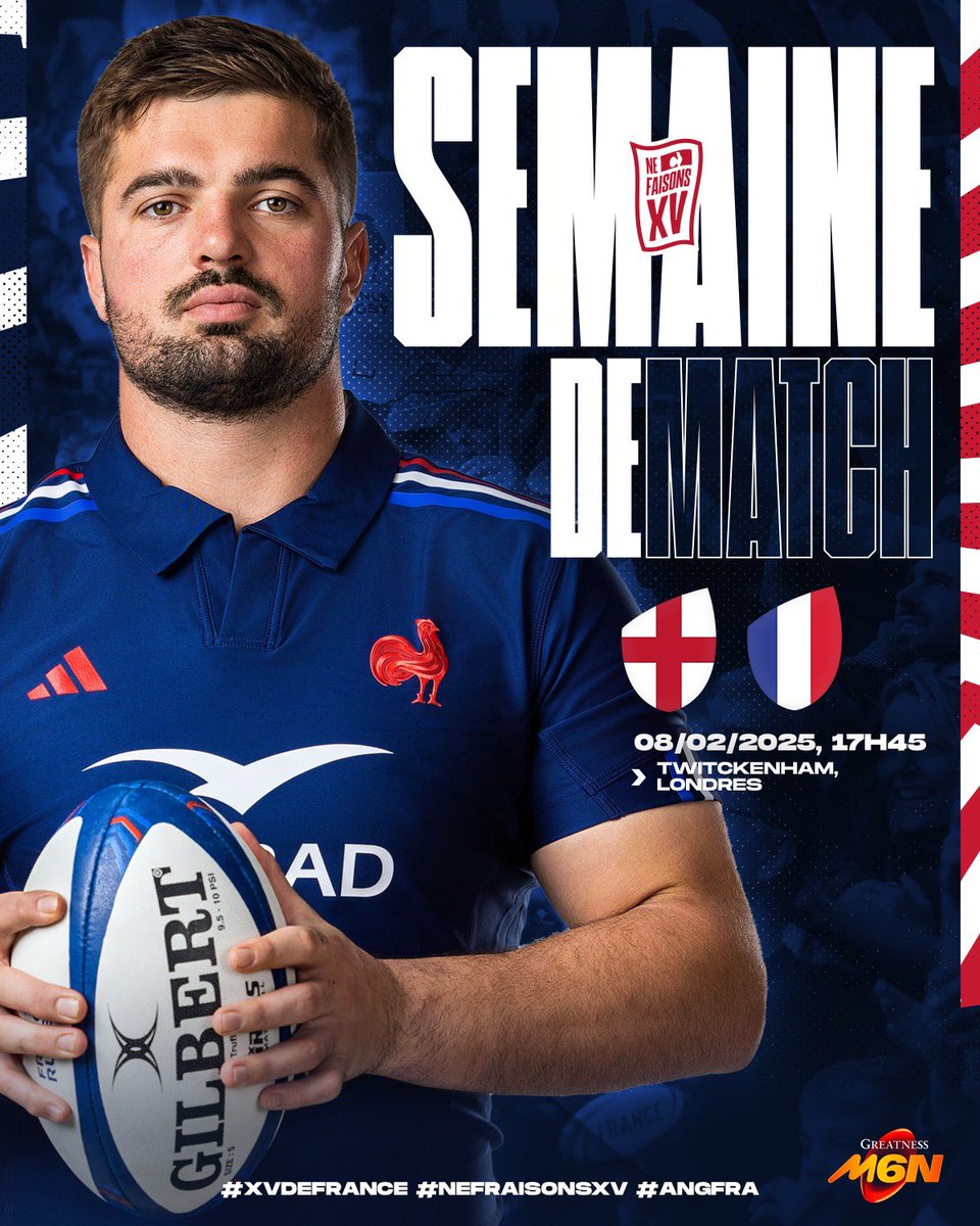 FranceRugby's tweet photo. 🇫🇷🆚🏴󠁧󠁢󠁥󠁮󠁧󠁿 𝐒𝐄𝐌𝐀𝐈𝐍𝐄 𝐃𝐄 𝐂𝐑𝐔𝐍𝐂𝐇 !
💥 Le #XVdeFrance se rend à Twickenham ce samedi pour la 2e journée du Tournoi des #SixNations !

#FRAANG #NeFaisonsXV https://t.co/k43s9oHD1l