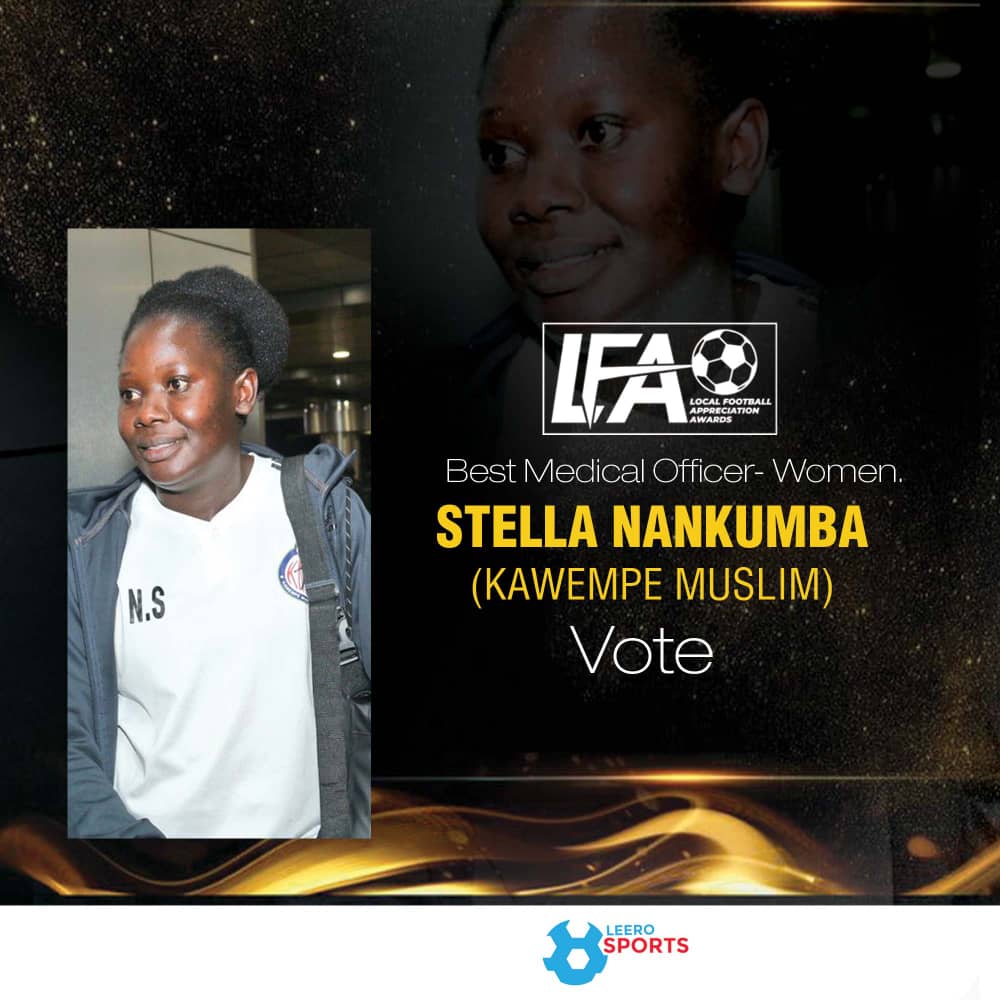 LFA Local Football Appreciation Awards

The nominees for Best Medical Officer - Women:

ADOCH BETTY - UPDF F.C

NABAGOODA ROBINAH - NEC F.C

NANKUMBA STELLA - Kawempe Muslim

MUKITTE PATRICIA - Gaddafi F.C

Who do you think deserves the title? Let's vote! 🗳️

#LFAAwards