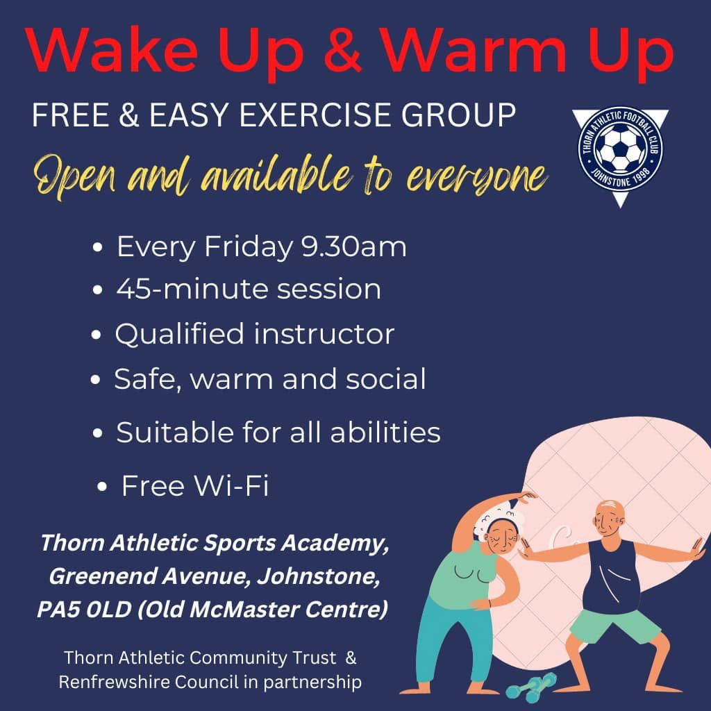 𝙁𝙄𝙏𝙉𝙀𝙎𝙎 𝙁𝙊𝙍 𝙁𝙍𝙀𝙀 ||

Our FREE and EASY fitness class is on every Friday at Thorn Athletic Sports Academy 9:30am.

A great way to bring the curtains down on the week by getting active. 

No need to book, just turn up 

Full details below ⬇️